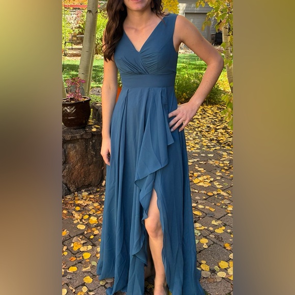 Teal Chiffon Bridesmaids Dresses - Picture 3 of 3